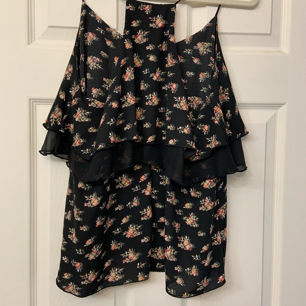 Floral Racer back Ruffle layer tank - Picture 3 of 4